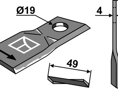 Rotary mower blade 107x49mm
