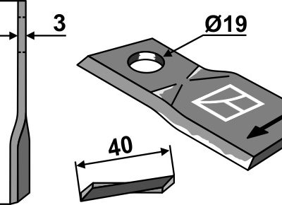 Rotary mower blade 108x40mm