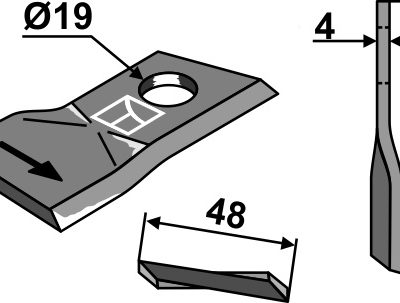 Rotary mower blade 98x48mm