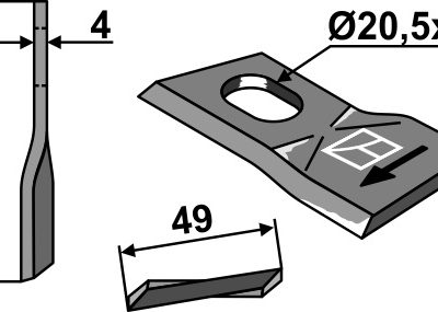 Rotary mower blade 92x49mm