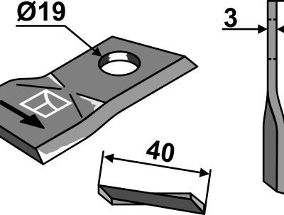 Rotary mower blade 88x40mm