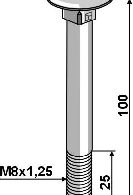 Bolt M8x1,25x100 galvanized without nut