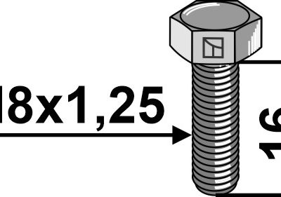 Hexagon bolt M8x1,25x16 without nut - galvanized