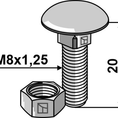 Bolt M8x1,25x20 galvanized with nut
