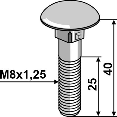 Bolt M8x1,25x40 galvanized without nut