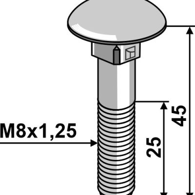 Bolt M8x1,25x45 galvanized without nut