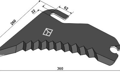 Round baler knife 360mm - hard metal faced