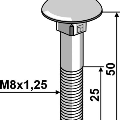 Bolt M8x1,25x50 galvanized without nut