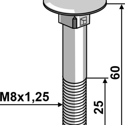 Bolt M8x1,25x60 galvanized without nut