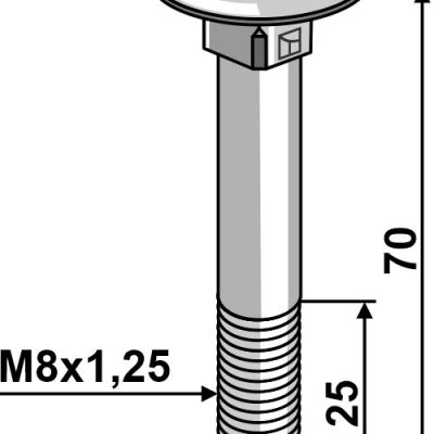 Bolt M8x1,25x70 galvanized without nut