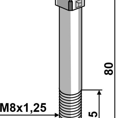 Bolt M8x1,25x80 galvanized without nut