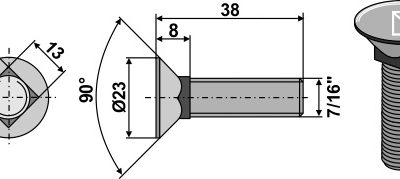 Plough bolt 7/16"x38