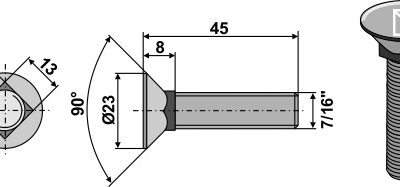 Plough bolt 7/16"x45