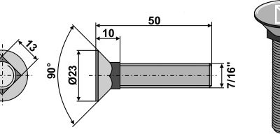 Plough bolt 7/16"x50