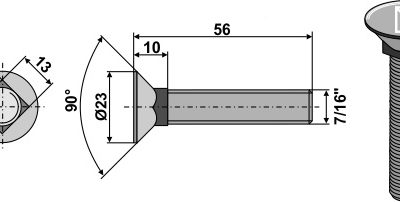 Plough bolt 7/16"x56