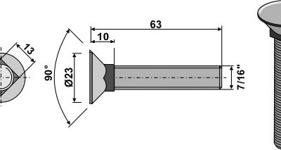 Plough bolt 7/16"x63