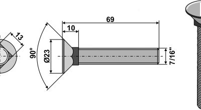Plough bolt 7/16"x69