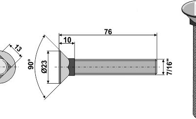 Plough bolt 7/16"x76