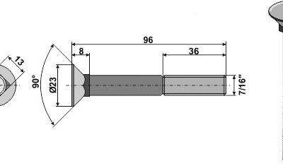 Plough bolt 7/16"x96