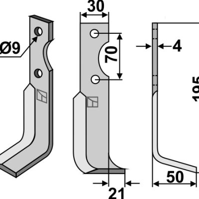 Blade 195x30mm, right