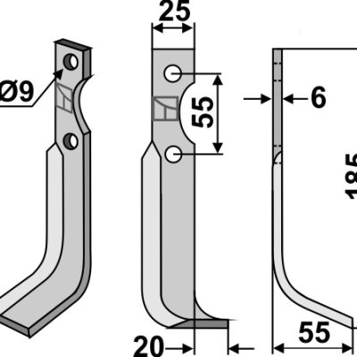 Blade 185x25mm, right
