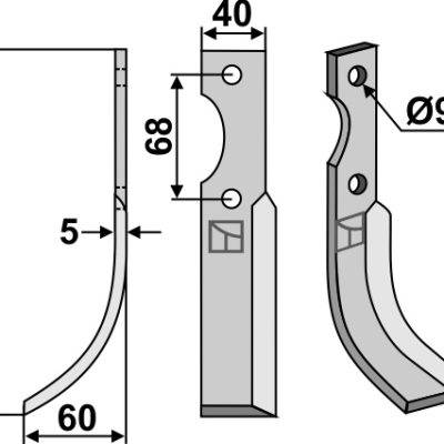 Blade 195x40mm, left