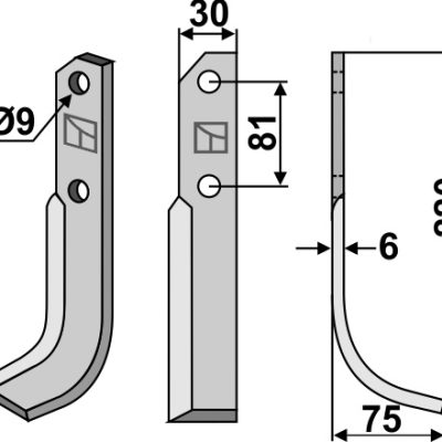Blade 220x30mm, right