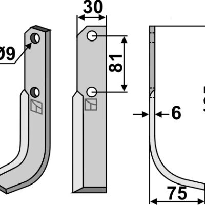 Blade 185x30mm, right
