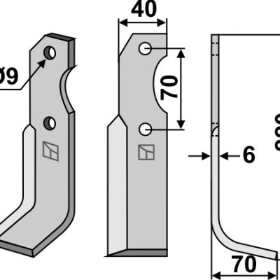 Blade 220x40mm, right