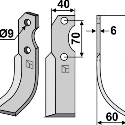 Blade 205x40mm, right