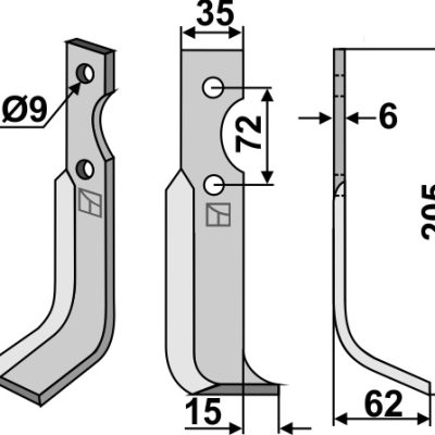 Blade 205x35mm, right
