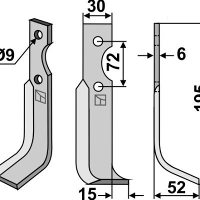 Blade 195x30mm, right