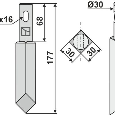 Rotary tine 177mm