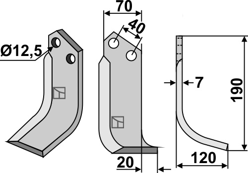 Blade 190x70mm, right