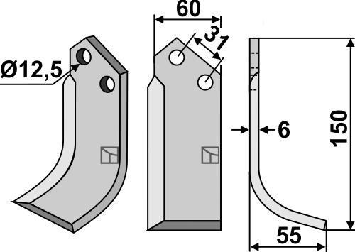 Blade 150x60mm, right