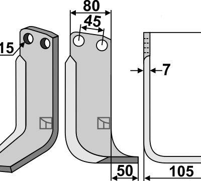 Blade 190x80mm, right