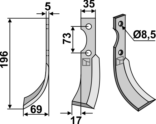 Blade 196x35mm, left