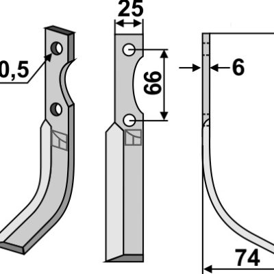 Blade 190x25mm, right