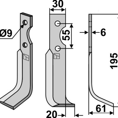 Blade 195x30mm, right