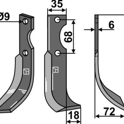 Blade 180x35mm, right