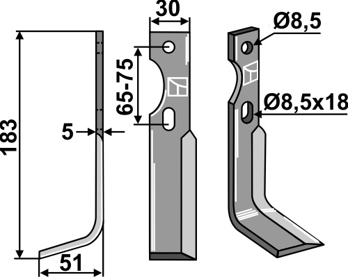 Blade 183x30mm, left