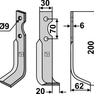 Blade 200x30mm, right