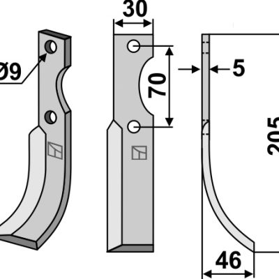 Blade 205x30mm, right