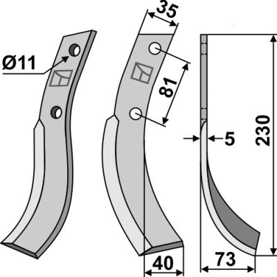 Blade 230x35mm, right