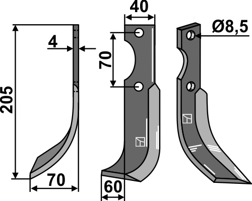 Blade 205x40mm, left