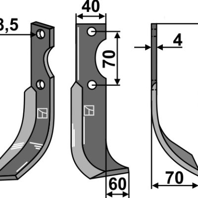 Blade 205x40mm, right