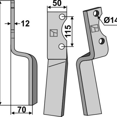 Rotary tine 235x50mm, left