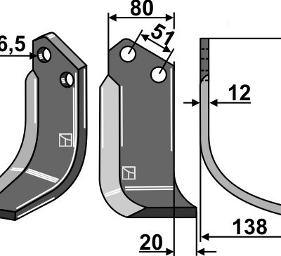 Blade 210x80mm, right