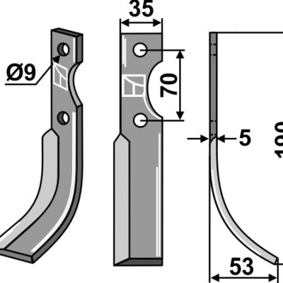 Blade 190x35mm, right