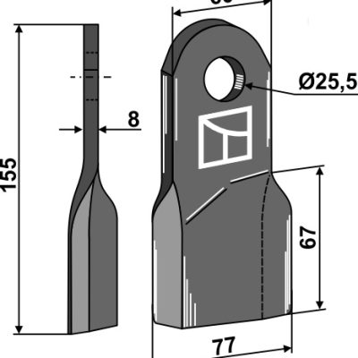 Flail 155x60mm, right